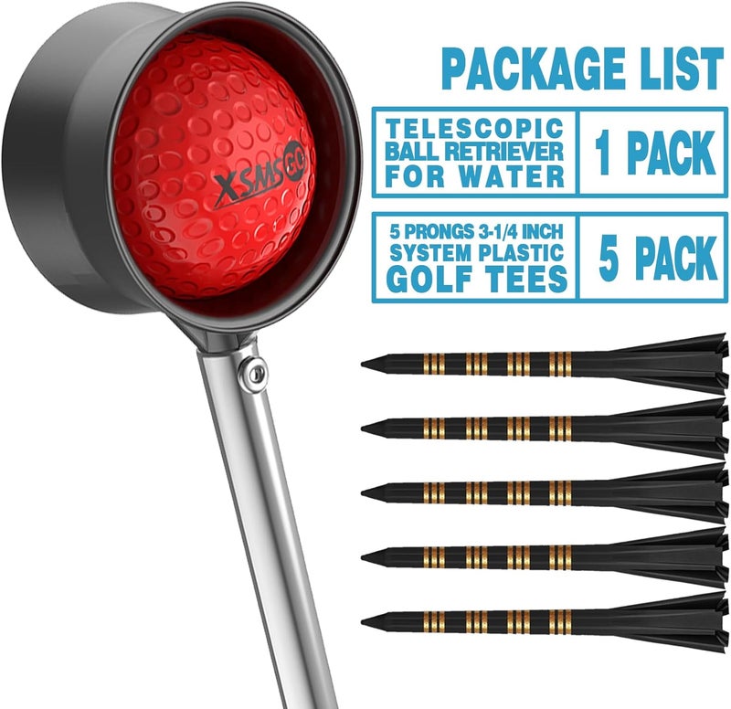 XSMSGO 9Ft/12Ft Telescopic Stainless Steel Golf Ball Retriever for Water, High Durability Double Sided Golf Ball Picker Upper, Men's and Women's Golf Accessories Gifts. - Image 2